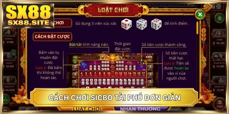 Cách chơi Sicbo Tài Phú đơn giản