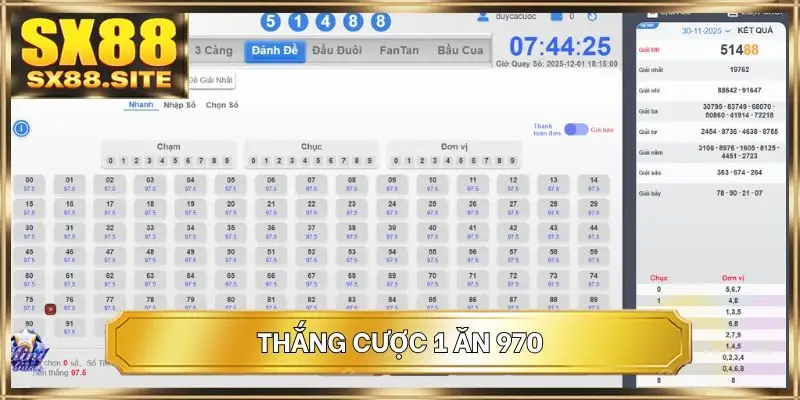 Thắng cược 1 ăn 970